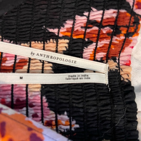 Anthropologie Blossom Maxi Dress Black Pink Floral Puff Sleeves size medium - Picture 4 of 4